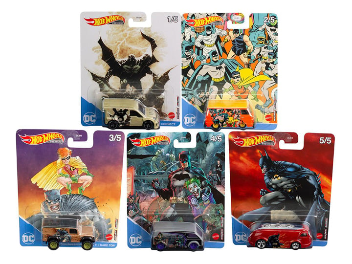 DC Comics Hot Wheels Real Riders Batman Set of 5 Cars Gallery Image 1