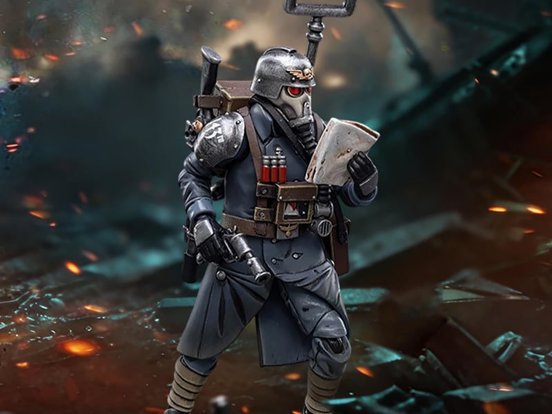 Warhammer 40,000 Death Korps of Krieg Veteran Squad Guardsman Communication Specialist 1/18 Scale Action Figure Gallery Image 1
