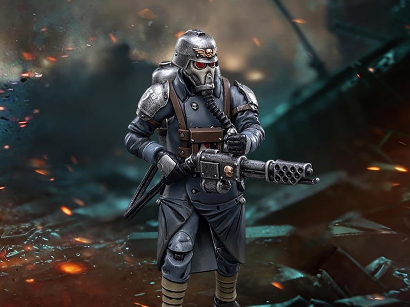 Warhammer 40,000 Death Korps of Krieg Veteran Squad Guardsman with Flamer 1/18 Scale Action Figure Gallery Image 1
