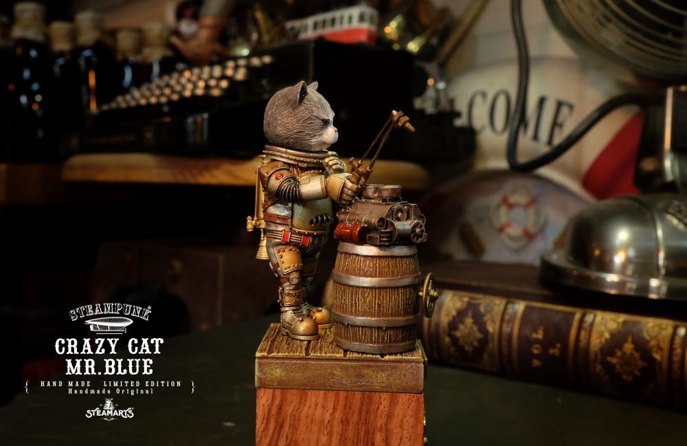Steampunk Mechanic No.001 Crazy Cat Mr. Blue (Silver Ver.) Limited Edition Statue Gallery Image 19