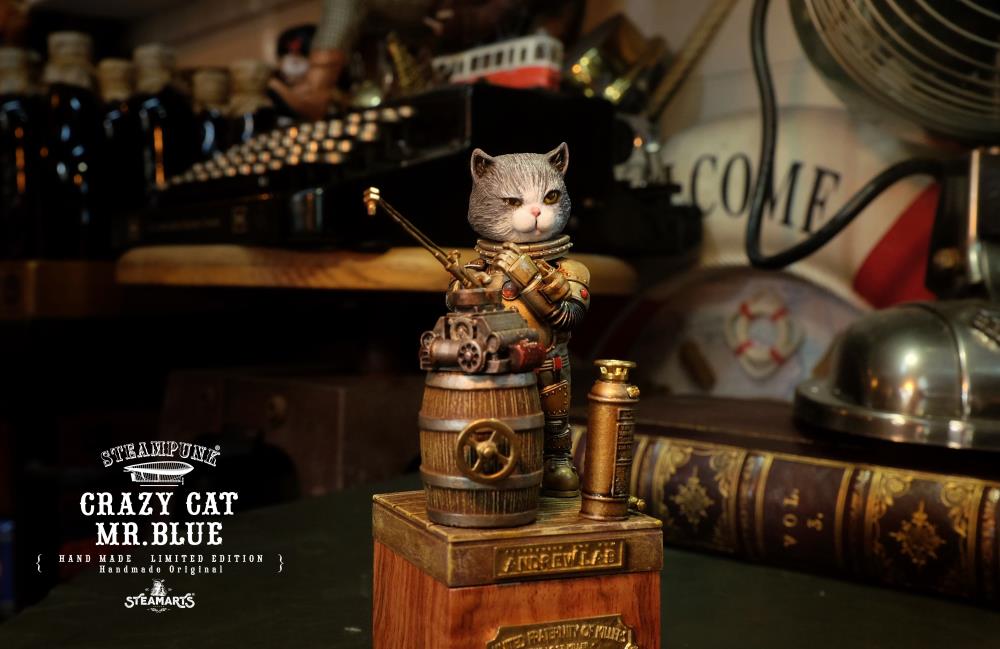 Steampunk Mechanic No.001 Crazy Cat Mr. Blue (Silver Ver.) Limited Edition Statue Gallery Image 18