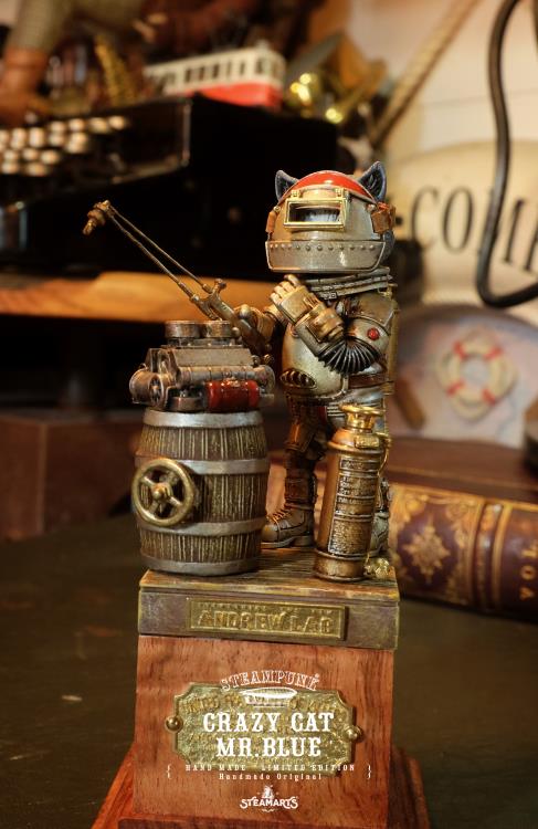 Steampunk Mechanic No.001 Crazy Cat Mr. Blue (Silver Ver.) Limited Edition Statue Gallery Image 13