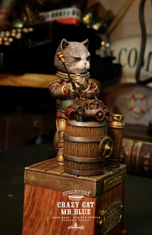 Steampunk Mechanic No.001 Crazy Cat Mr. Blue (Silver Ver.) Limited Edition Statue Gallery Image 10