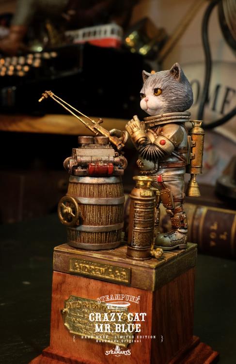 Steampunk Mechanic No.001 Crazy Cat Mr. Blue (Silver Ver.) Limited Edition Statue Gallery Image 5