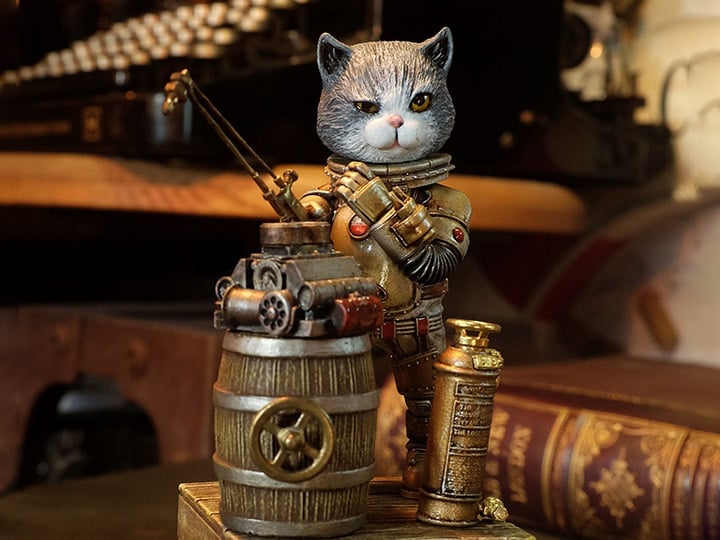Steampunk Mechanic No.001 Crazy Cat Mr. Blue (Silver Ver.) Limited Edition Statue Gallery Image 1