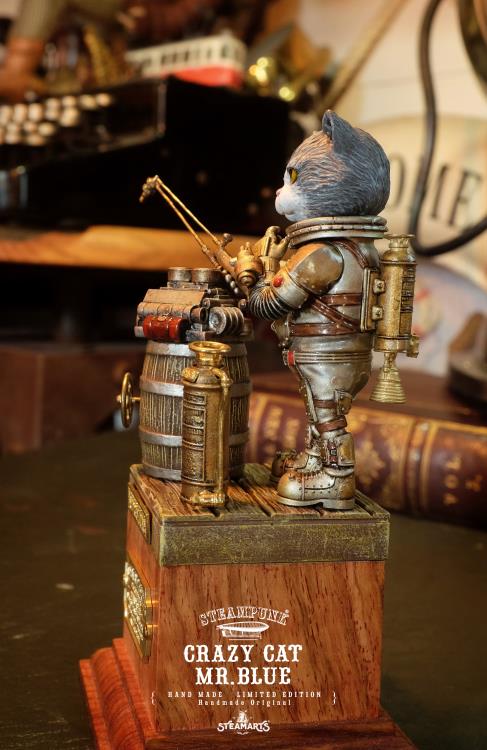 Steampunk Mechanic No.001 Crazy Cat Mr. Blue (Silver Ver.) Limited Edition Statue Gallery Image 8