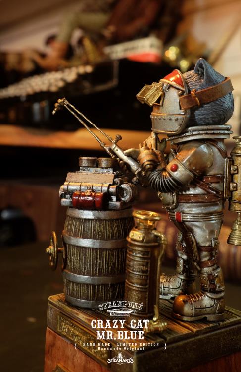 Steampunk Mechanic No.001 Crazy Cat Mr. Blue (Silver Ver.) Limited Edition Statue Gallery Image 12