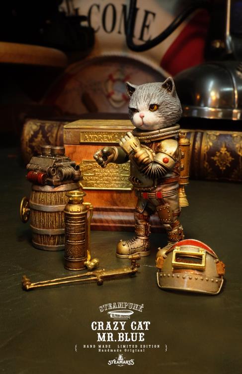 Steampunk Mechanic No.001 Crazy Cat Mr. Blue (Silver Ver.) Limited Edition Statue Gallery Image 22