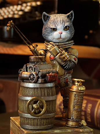Steampunk Mechanic No.001 Crazy Cat Mr. Blue (Silver Ver.) Limited Edition Statue Gallery Image 2