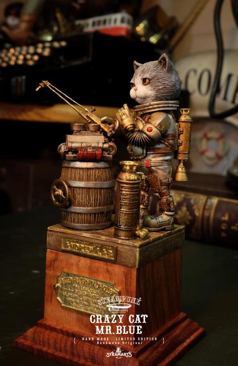 Steampunk Mechanic No.001 Crazy Cat Mr. Blue (Silver Ver.) Limited Edition Statue Gallery Image 6