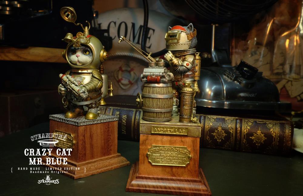 Steampunk Mechanic No.001 Crazy Cat Mr. Blue (Silver Ver.) Limited Edition Statue Gallery Image 21