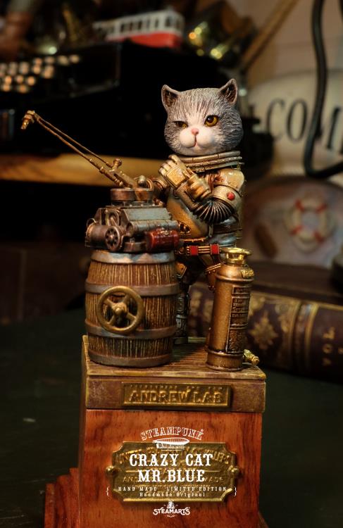 Steampunk Mechanic No.001 Crazy Cat Mr. Blue (Silver Ver.) Limited Edition Statue Gallery Image 4