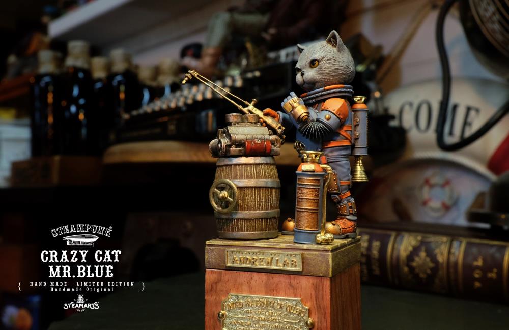 Steampunk Mechanic No.001 Crazy Cat Mr. Blue (Blue Ver.) Limited Edition Statue Gallery Image 10