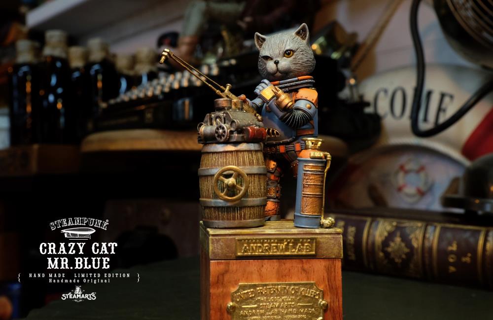 Steampunk Mechanic No.001 Crazy Cat Mr. Blue (Blue Ver.) Limited Edition Statue Gallery Image 11