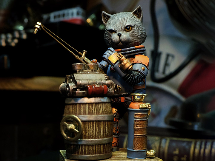 Steampunk Mechanic No.001 Crazy Cat Mr. Blue (Blue Ver.) Limited Edition Statue Gallery Image 1