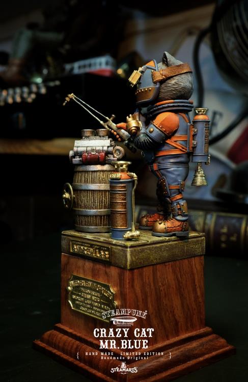 Steampunk Mechanic No.001 Crazy Cat Mr. Blue (Blue Ver.) Limited Edition Statue Gallery Image 8