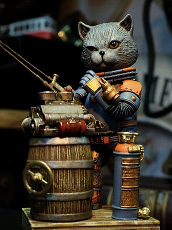 Steampunk Mechanic No.001 Crazy Cat Mr. Blue (Blue Ver.) Limited Edition Statue Gallery Image 2