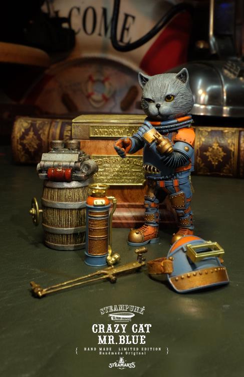 Steampunk Mechanic No.001 Crazy Cat Mr. Blue (Blue Ver.) Limited Edition Statue Gallery Image 15