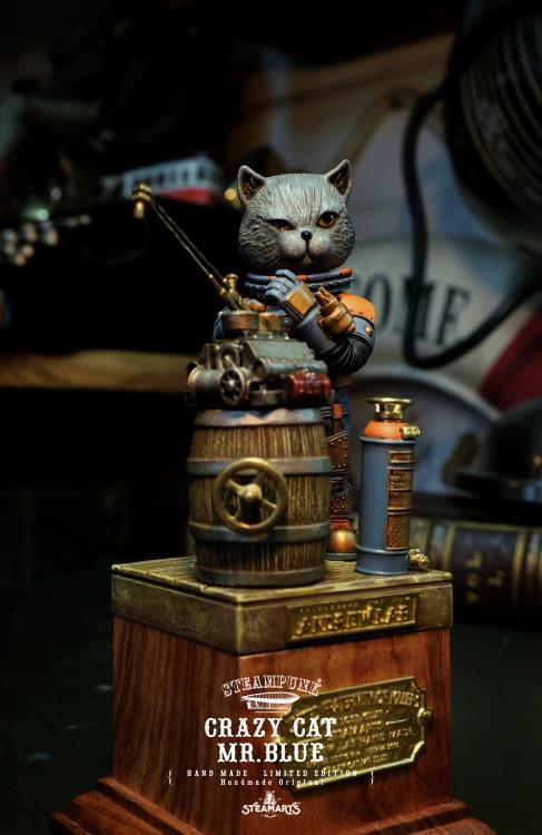 Steampunk Mechanic No.001 Crazy Cat Mr. Blue (Blue Ver.) Limited Edition Statue Gallery Image 4
