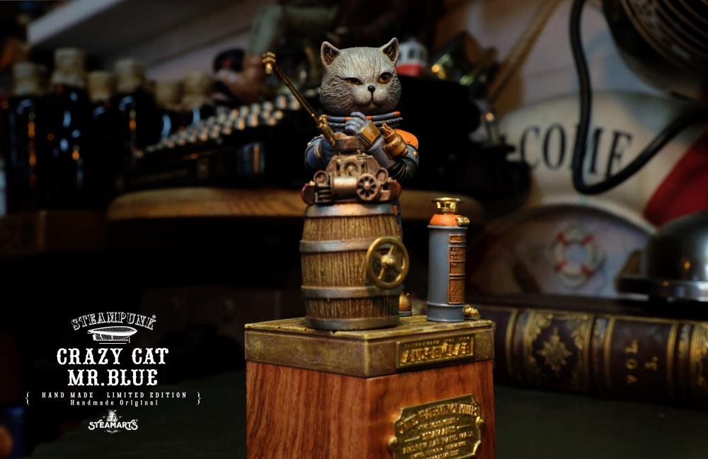 Steampunk Mechanic No.001 Crazy Cat Mr. Blue (Blue Ver.) Limited Edition Statue Gallery Image 12