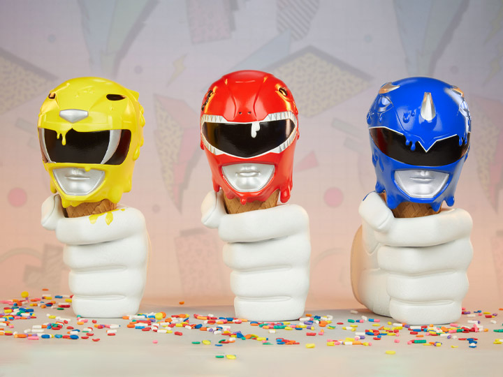 Mighty Morphin Power Rangers One-Scoops Red, Yellow and Blue Power Rangers Set Gallery Image 1