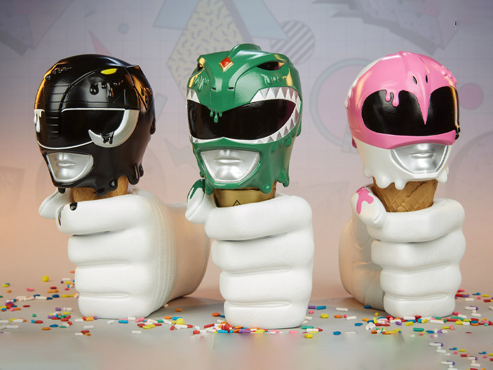 Mighty Morphin Power Rangers One-Scoops Green, Black and Pink Power Rangers Set Gallery Image 1