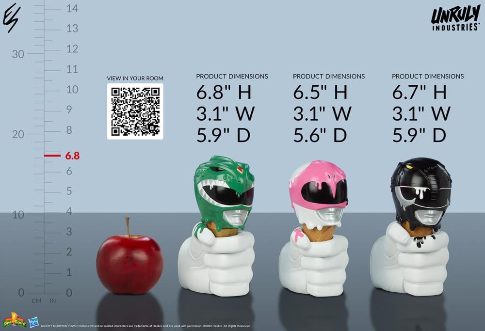 Mighty Morphin Power Rangers One-Scoops Green, Black and Pink Power Rangers Set Gallery Image 15