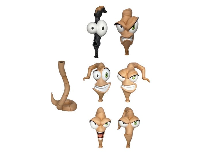 Earthworm Jim Worm Body and Jim Heads Accessory Pack Gallery Image 1
