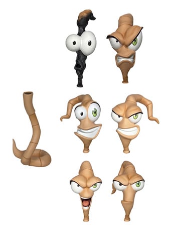 Earthworm Jim Worm Body and Jim Heads Accessory Pack Gallery Image 2