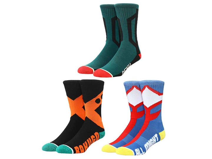 My Hero Academia Deku, Bakugo, & All Might Character Crew Socks 3 Pair Set Gallery Image 1