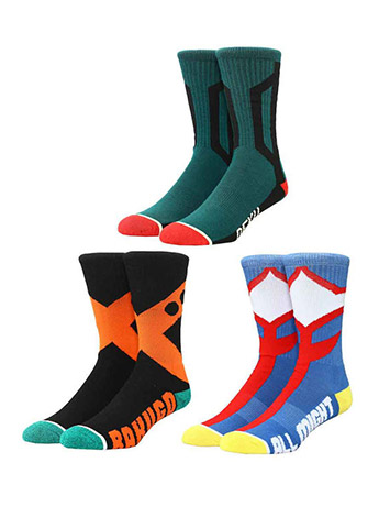 My Hero Academia Deku, Bakugo, & All Might Character Crew Socks 3 Pair Set Gallery Image 2