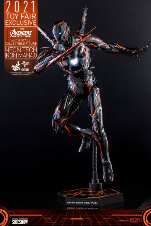 Avengers: Infinity War MMS597D39 Neon Tech Iron Man 4.0 1/6th Scale 2021 Toy Fair Exclusive Collectible Figure Gallery Image 4