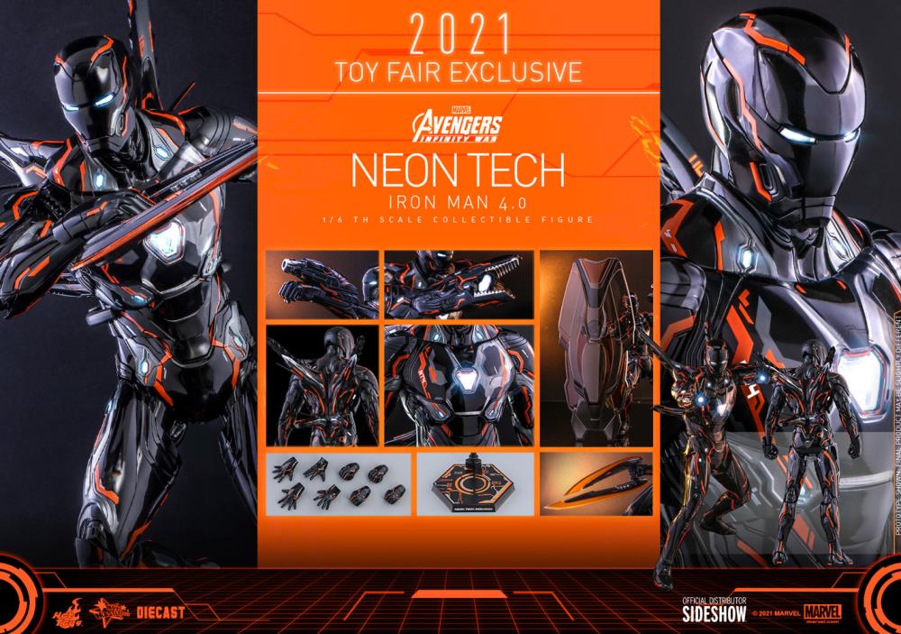 Avengers: Infinity War MMS597D39 Neon Tech Iron Man 4.0 1/6th Scale 2021 Toy Fair Exclusive Collectible Figure Gallery Image 21