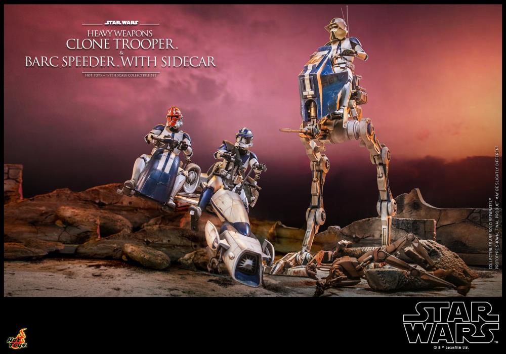 Star Wars: The Clone Wars TMS077 Heavy Weapons Clone Trooper & BARC Speeder with Sidecar 1/6th Scale Collectible Figure Set Gallery Image 14