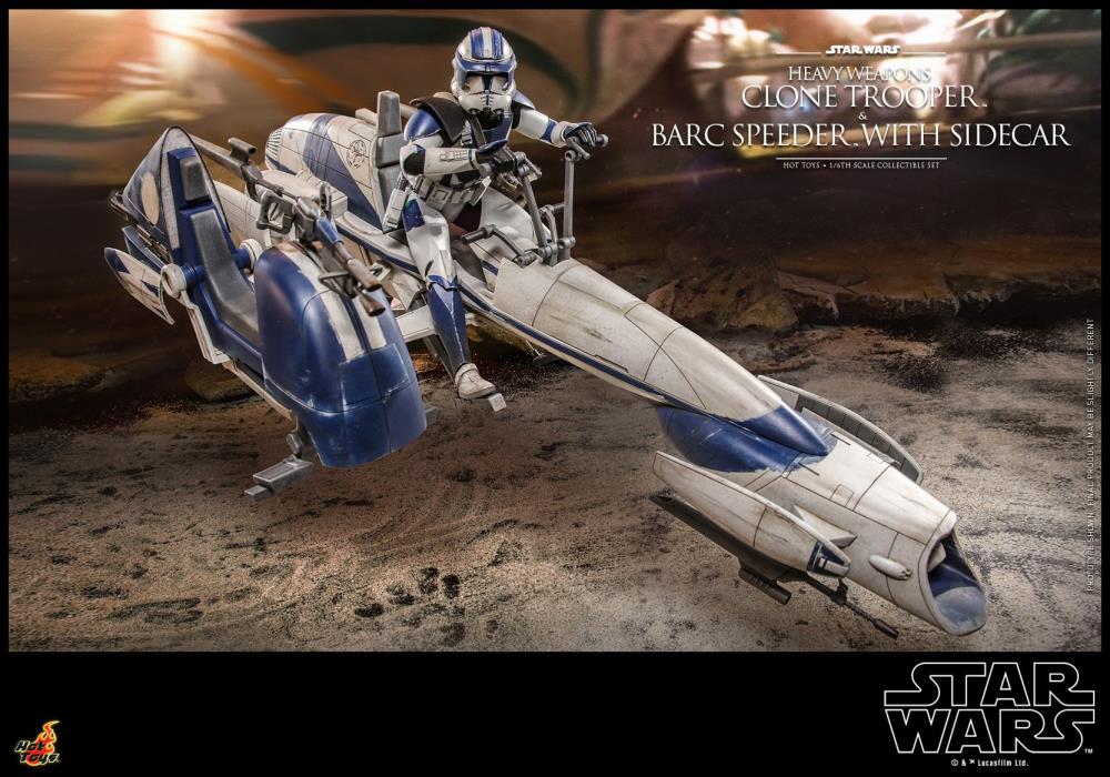 Star Wars: The Clone Wars TMS077 Heavy Weapons Clone Trooper & BARC Speeder with Sidecar 1/6th Scale Collectible Figure Set Gallery Image 16
