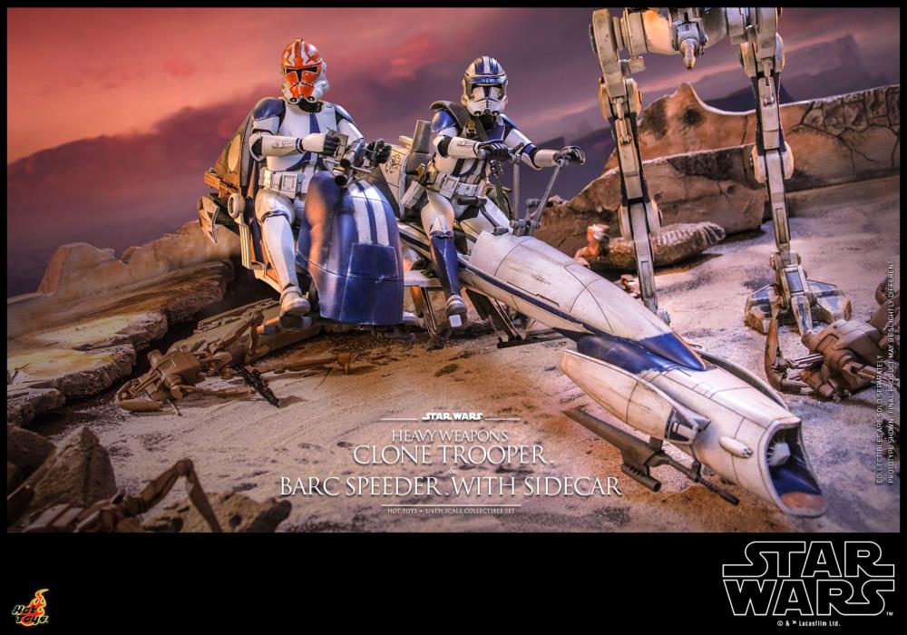Star Wars: The Clone Wars TMS077 Heavy Weapons Clone Trooper & BARC Speeder with Sidecar 1/6th Scale Collectible Figure Set Gallery Image 15