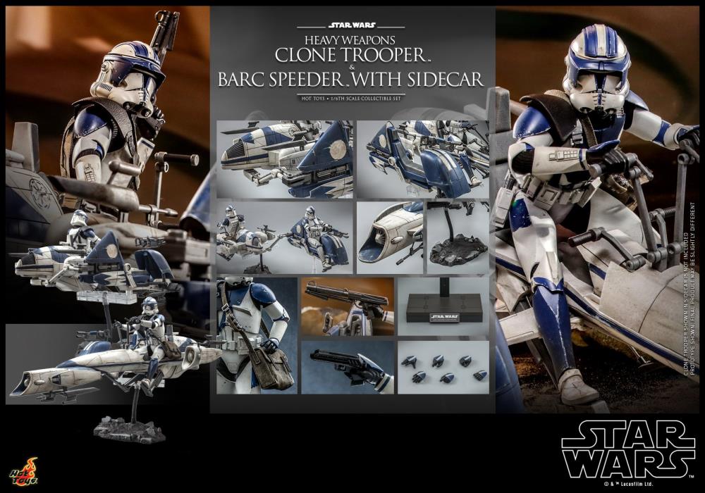 Star Wars: The Clone Wars TMS077 Heavy Weapons Clone Trooper & BARC Speeder with Sidecar 1/6th Scale Collectible Figure Set Gallery Image 20