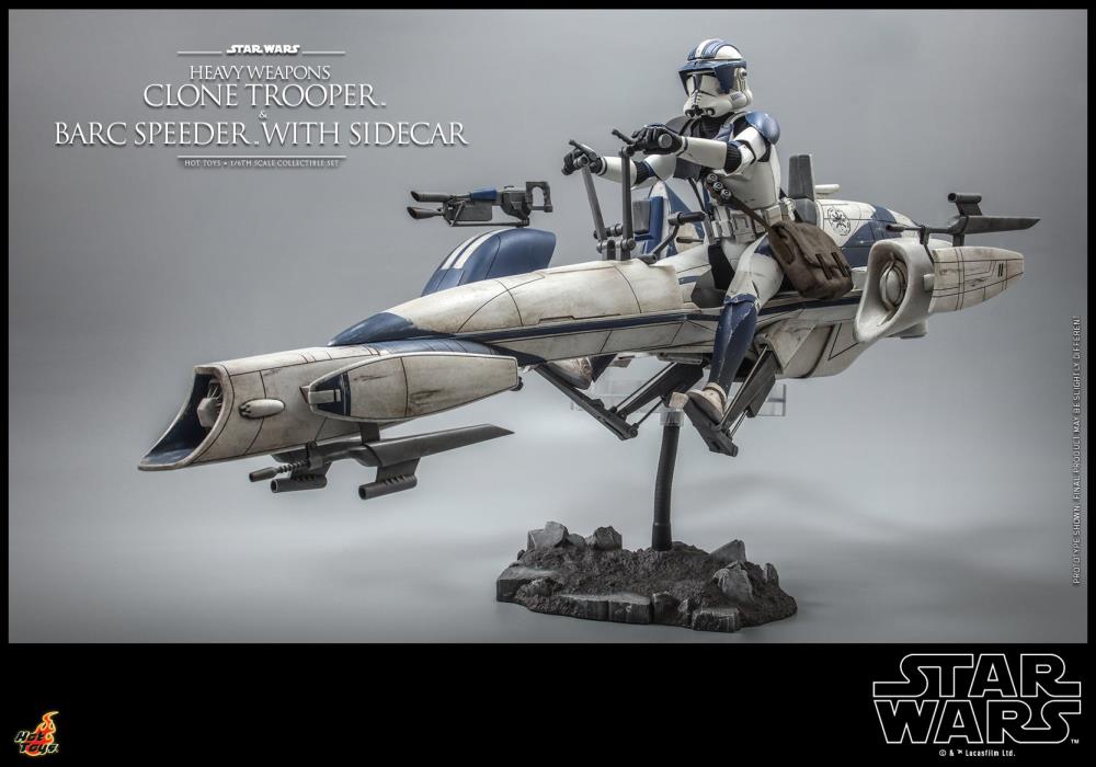 Star Wars: The Clone Wars TMS077 Heavy Weapons Clone Trooper & BARC Speeder with Sidecar 1/6th Scale Collectible Figure Set Gallery Image 6