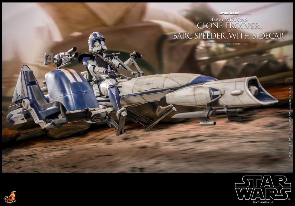 Star Wars: The Clone Wars TMS077 Heavy Weapons Clone Trooper & BARC Speeder with Sidecar 1/6th Scale Collectible Figure Set Gallery Image 18