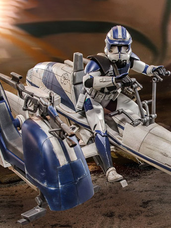 Star Wars: The Clone Wars TMS077 Heavy Weapons Clone Trooper & BARC Speeder with Sidecar 1/6th Scale Collectible Figure Set Gallery Image 2