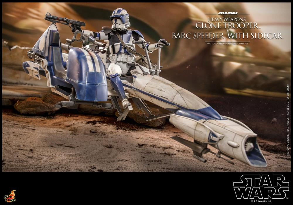 Star Wars: The Clone Wars TMS077 Heavy Weapons Clone Trooper & BARC Speeder with Sidecar 1/6th Scale Collectible Figure Set Gallery Image 17