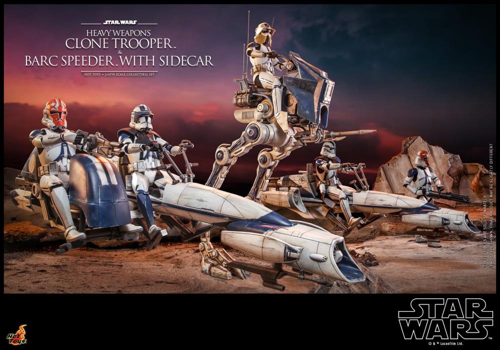 Star Wars: The Clone Wars TMS077 Heavy Weapons Clone Trooper & BARC Speeder with Sidecar 1/6th Scale Collectible Figure Set Gallery Image 12