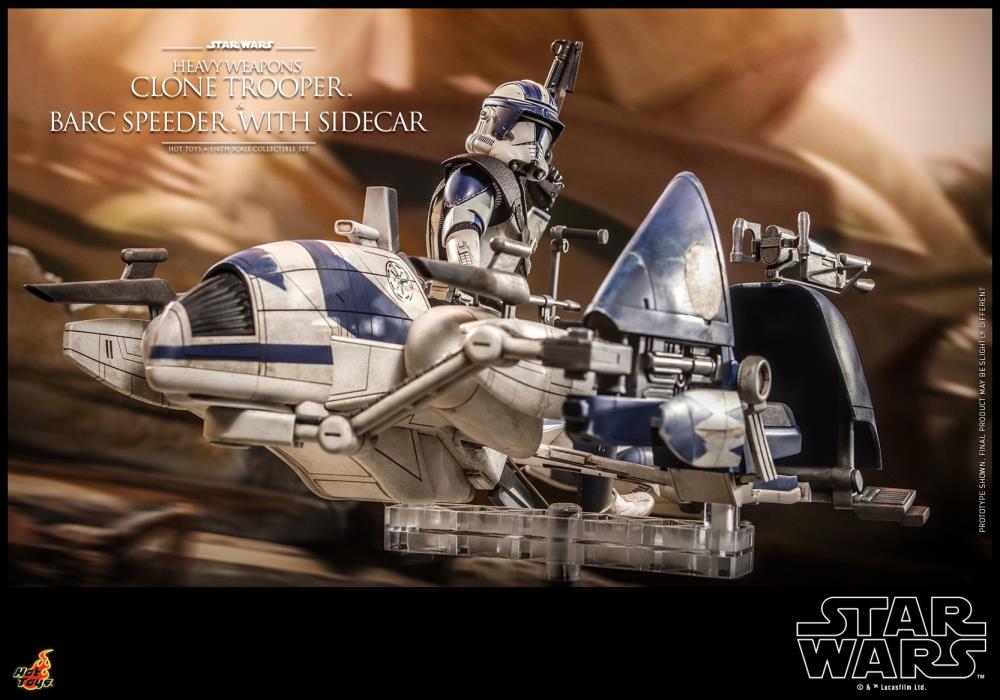 Star Wars: The Clone Wars TMS077 Heavy Weapons Clone Trooper & BARC Speeder with Sidecar 1/6th Scale Collectible Figure Set Gallery Image 19