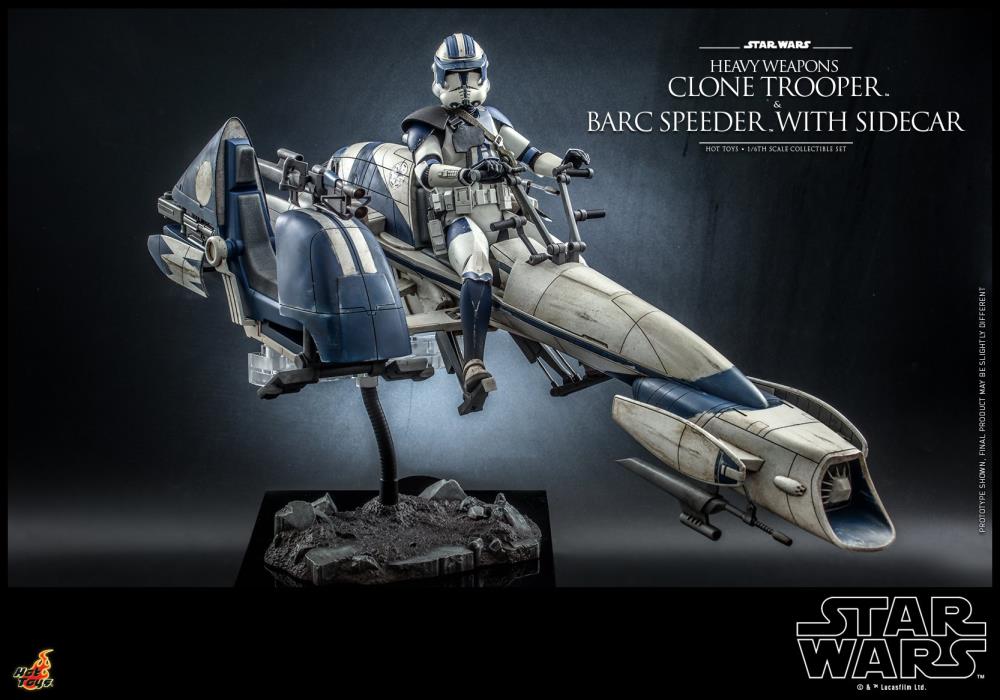 Star Wars: The Clone Wars TMS077 Heavy Weapons Clone Trooper & BARC Speeder with Sidecar 1/6th Scale Collectible Figure Set Gallery Image 3