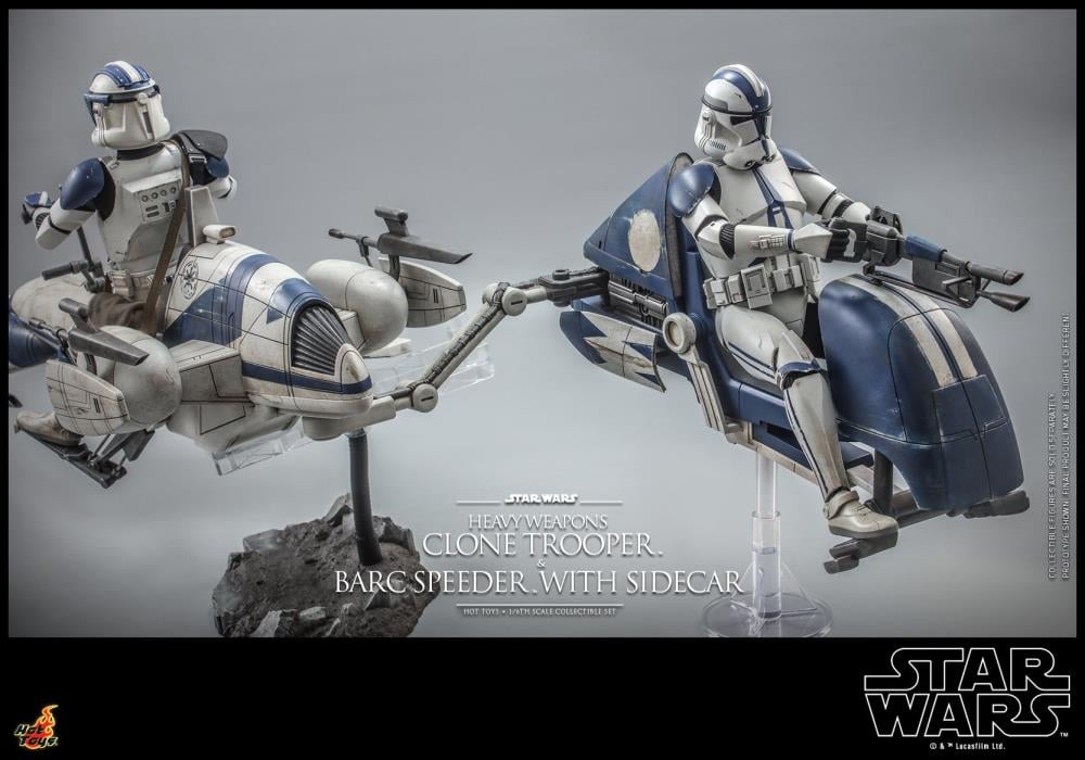 Star Wars: The Clone Wars TMS077 Heavy Weapons Clone Trooper & BARC Speeder with Sidecar 1/6th Scale Collectible Figure Set Gallery Image 8