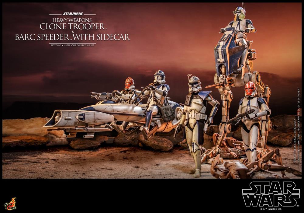 Star Wars: The Clone Wars TMS077 Heavy Weapons Clone Trooper & BARC Speeder with Sidecar 1/6th Scale Collectible Figure Set Gallery Image 11