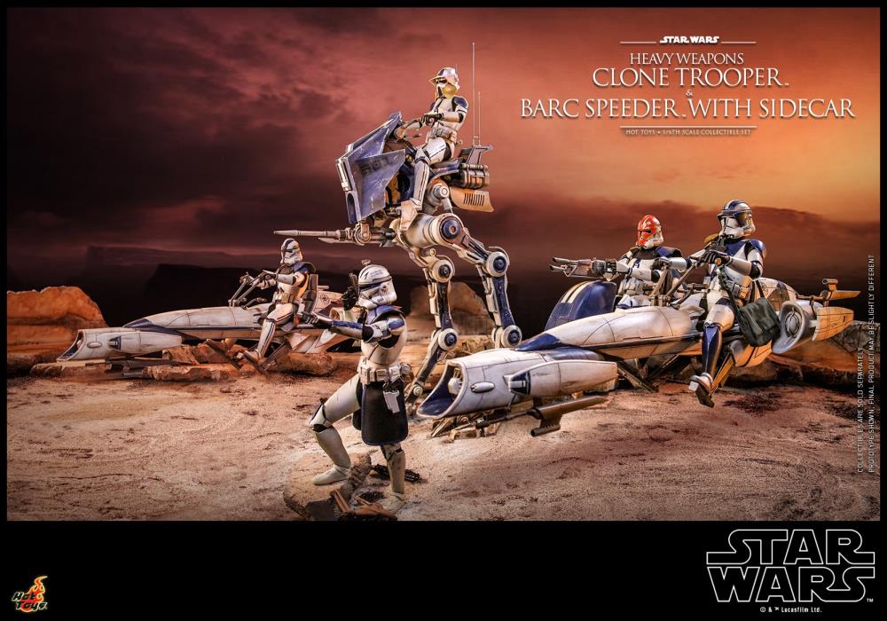 Star Wars: The Clone Wars TMS077 Heavy Weapons Clone Trooper & BARC Speeder with Sidecar 1/6th Scale Collectible Figure Set Gallery Image 13