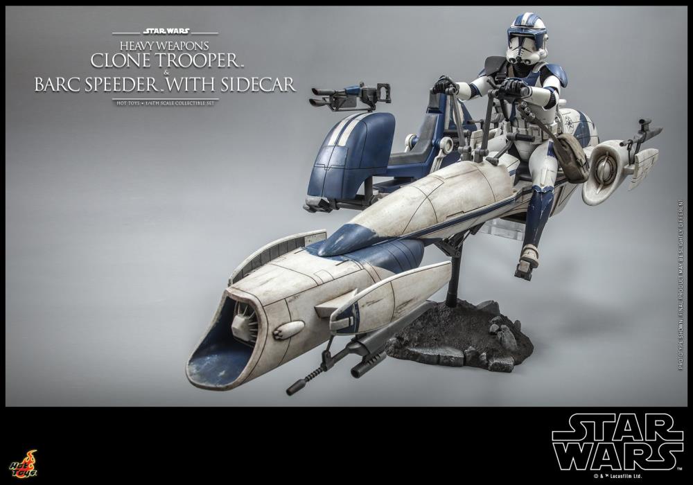 Star Wars: The Clone Wars TMS077 Heavy Weapons Clone Trooper & BARC Speeder with Sidecar 1/6th Scale Collectible Figure Set Gallery Image 7