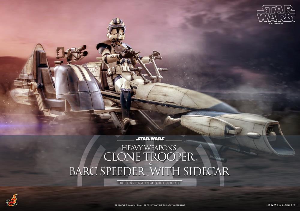 Star Wars: The Clone Wars TMS077 Heavy Weapons Clone Trooper & BARC Speeder with Sidecar 1/6th Scale Collectible Figure Set Gallery Image 9