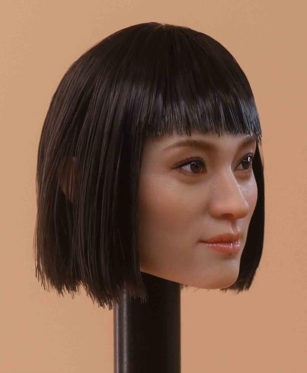 Asian Female Head Sculpt (Black Short Hair) 1/6 Scale Accessory Gallery Image 3